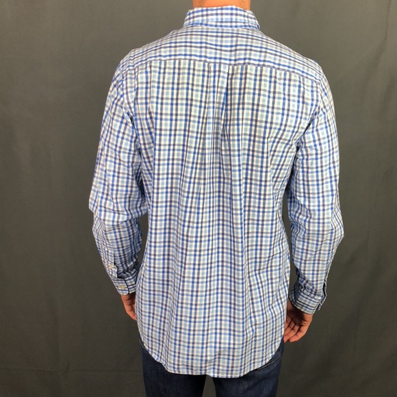 Vineyard Vines Blue Plaid Whale Shirt Slim Fit Size - Medium - Picture 2 of 3